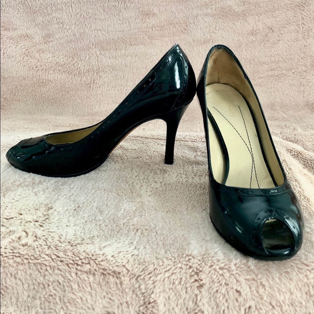 Black Kate Spade peep-toe pumps